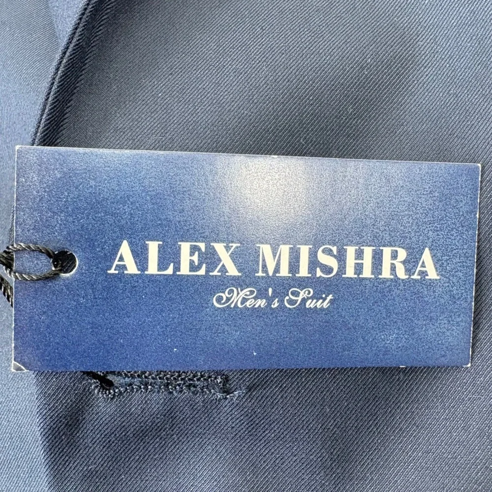 Alex Mishra Suit Jacket Men 46L Navy Blue New Two Button Long Fit Corpcore‎ NEW